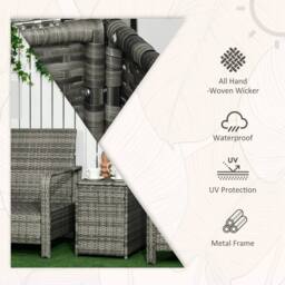 Wyld Haus Nola Nora 3 Piece Mixed Grey Rattan Bistro Set 72L Storage Table and in Orange - thumbnail 4