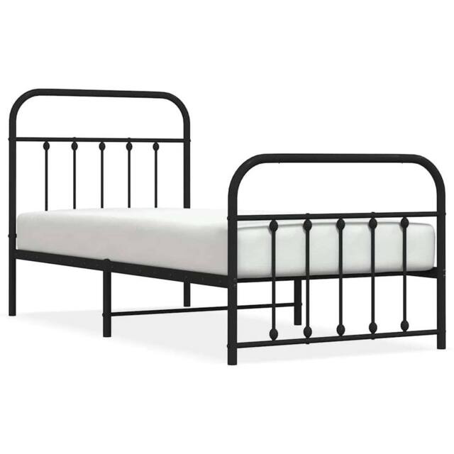 Berkfield Home Metal Bed Frame with Headboard & Footboard Black 90x190 cm Single - image 1