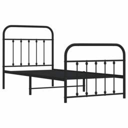 Berkfield Home Metal Bed Frame with Headboard & Footboard Black 90x190 cm Single - thumbnail 3