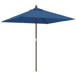 Berkfield Home Durable Garden Parasol with Wooden Pole Azure Blue 198x198x231 cm - Size: 198 x 198 x 231 cm - thumbnail 3