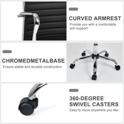 Costway Executive Office Chair High Back PU Leather Swivel Computer Desk Chair in Black - thumbnail 5