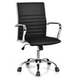 Costway Executive Office Chair High Back PU Leather Swivel Computer Desk Chair in Black - thumbnail 1