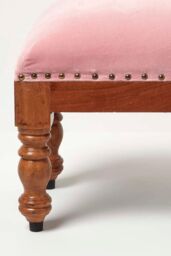 Homescapes Mable Velvet Rectangular Footstool in Pink - thumbnail 5