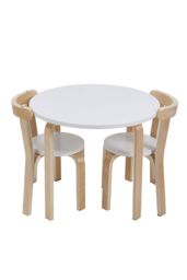 Living and Home 3Pcs Children's Poplar Toddler Game Dining Table and Chair Set in White - thumbnail 4