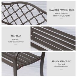 OUTSUNNY Outdoor Garden Bench 2 Seater Patio Porch Loveseat Chair Seater in Brown - thumbnail 5