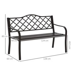 OUTSUNNY Outdoor Garden Bench 2 Seater Patio Porch Loveseat Chair Seater in Brown - thumbnail 3