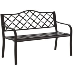 OUTSUNNY Outdoor Garden Bench 2 Seater Patio Porch Loveseat Chair Seater in Brown - thumbnail 2