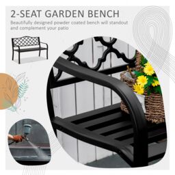 OUTSUNNY Outdoor Garden Bench 2 Seater Patio Porch Loveseat Chair Seater in Brown - thumbnail 4