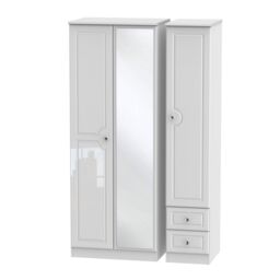 Ready Assembled 2 U Stratford Tall Triple Mirror + Drawer Wardrobe (Ready Assembled) in White - thumbnail 8