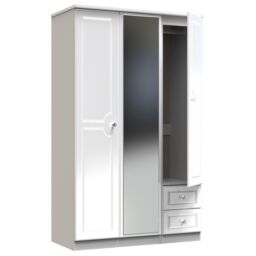 Ready Assembled 2 U Stratford Tall Triple Mirror + Drawer Wardrobe (Ready Assembled) in White - thumbnail 6