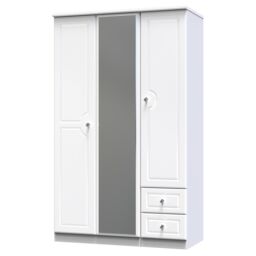 Ready Assembled 2 U Stratford Tall Triple Mirror + Drawer Wardrobe (Ready Assembled) in White - thumbnail 3