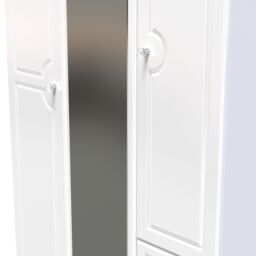 Ready Assembled 2 U Stratford Tall Triple Mirror + Drawer Wardrobe (Ready Assembled) in White - thumbnail 4