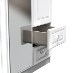Ready Assembled 2 U Stratford Tall Triple Mirror + Drawer Wardrobe (Ready Assembled) in White - thumbnail 7