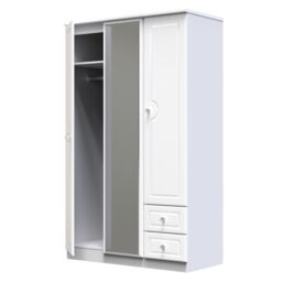 Ready Assembled 2 U Stratford Tall Triple Mirror + Drawer Wardrobe (Ready Assembled) in White - thumbnail 5