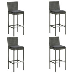 Berkfield Home 5 Piece Garden Bar Set with Cushions Poly Rattan Grey - thumbnail 2