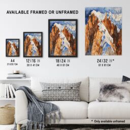 Artery8 Mountain Climbing Sport Summit Snow Climbers Framed Art Print in Brown - Size: A4 - thumbnail 3