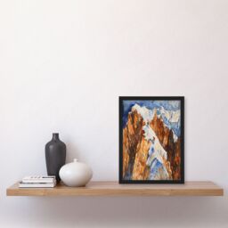 Artery8 Mountain Climbing Sport Summit Snow Climbers Framed Art Print in Brown - Size: A4 - thumbnail 4
