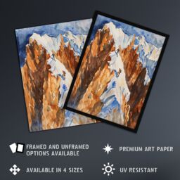 Artery8 Mountain Climbing Sport Summit Snow Climbers Framed Art Print in Brown - Size: A4 - thumbnail 2