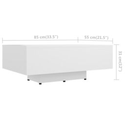 Berkfield Home Coffee Table White 85x55x31 cm Engineered Wood - Size: 85 x 55 x 31 cm - thumbnail 6