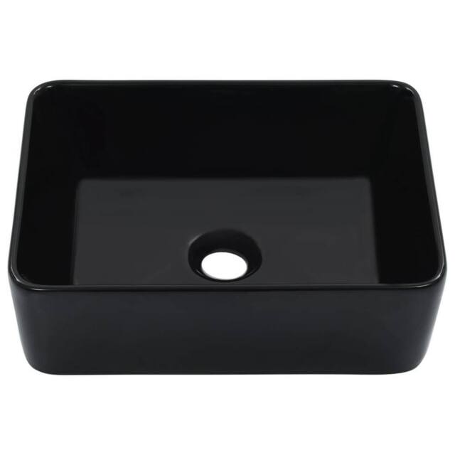 Berkfield Home Wash Basin 40x30x13 cm Ceramic Black - Size: 40 x 30 x 13 cm - image 1