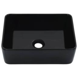 Berkfield Home Wash Basin 40x30x13 cm Ceramic Black - Size: 40 x 30 x 13 cm - thumbnail 1
