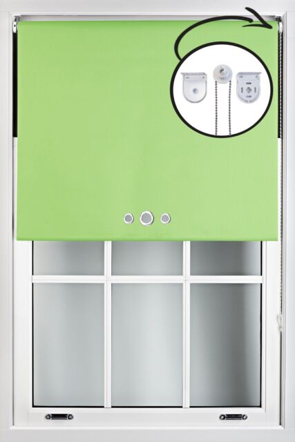 Furnished Lime Green Blackout Roller Blinds with Triple Round Eyelets & Metal Fittings - Size: 170 cm width x 210 cm drop - image 1