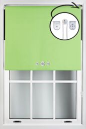 Furnished Lime Green Blackout Roller Blinds with Triple Round Eyelets & Metal Fittings - Size: 170 cm width x 210 cm drop - thumbnail 1