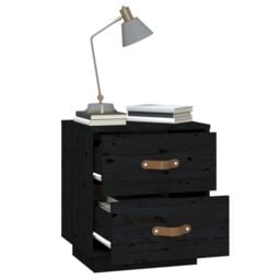 Berkfield Home Bedside Cabinets 2 pcs Black 40x34x45 cm Solid Wood Pine - Size: 40 x 34 x 45 cm - thumbnail 5