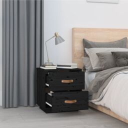 Berkfield Home Bedside Cabinets 2 pcs Black 40x34x45 cm Solid Wood Pine - Size: 40 x 34 x 45 cm - thumbnail 4