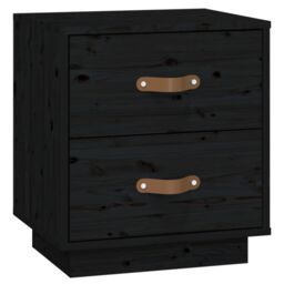 Berkfield Home Bedside Cabinets 2 pcs Black 40x34x45 cm Solid Wood Pine - Size: 40 x 34 x 45 cm - thumbnail 6