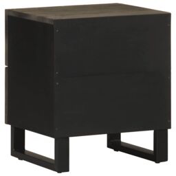 Berkfield Home Bedside Cabinet Black 40x33x46 cm Solid Wood Mango - Size: 40 x 33 x 46 cm - thumbnail 5
