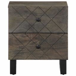 Berkfield Home Bedside Cabinet Black 40x33x46 cm Solid Wood Mango - Size: 40 x 33 x 46 cm - thumbnail 3