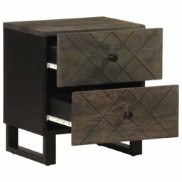 Berkfield Home Bedside Cabinet Black 40x33x46 cm Solid Wood Mango - Size: 40 x 33 x 46 cm - thumbnail 2