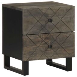 Berkfield Home Bedside Cabinet Black 40x33x46 cm Solid Wood Mango - Size: 40 x 33 x 46 cm - thumbnail 1