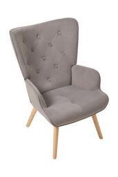 Living and Home Flannel Upholstered Tufted Lounge Chair in Light Grey - thumbnail 4