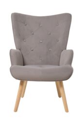 Living and Home Flannel Upholstered Tufted Lounge Chair in Light Grey - thumbnail 3