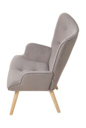 Living and Home Flannel Upholstered Tufted Lounge Chair in Light Grey - thumbnail 5