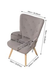 Living and Home Flannel Upholstered Tufted Lounge Chair in Light Grey - thumbnail 6