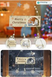 Neel Blue 20cm x 17cm x 2cm Wooden Merry Christmas Hanging Sign in Natural - Size: 20 cm x 17 cm x 2 cm - thumbnail 6