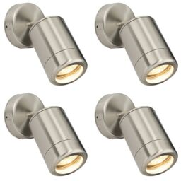 Loops 4 PACK Adjustable IP65 Spotlight - 7W LED GU10 - Marine Grade Stainless Steel in Metallics
