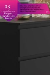 FWStyle Stora Matt 6 Drawer Chest (H) 77 (W) 110 (D) 40cm Extra Deep Drawers in Black - thumbnail 4
