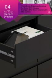 FWStyle Stora Matt 6 Drawer Chest (H) 77 (W) 110 (D) 40cm Extra Deep Drawers in Black - thumbnail 5