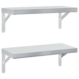Berkfield Home Wall Shelves 2 pcs 50x23.5 cm Silver Stainless Steel - thumbnail 2