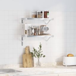 Berkfield Home Wall Shelves 2 pcs 50x23.5 cm Silver Stainless Steel - thumbnail 3
