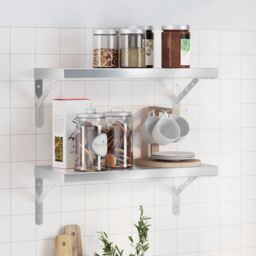 Berkfield Home Wall Shelves 2 pcs 50x23.5 cm Silver Stainless Steel