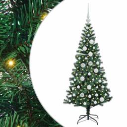 Berkfield Home Elegant Artificial Pre-lit Christmas Tree Green 120 cm PVC & Metal - thumbnail 3