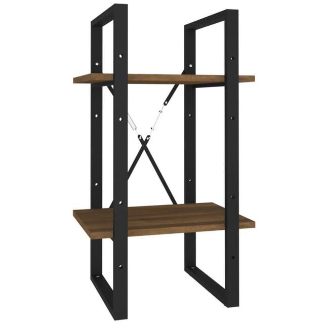 Berkfield Home 2-Tier Book Cabinet Brown Oak 40x30x70 cm Engineered Wood - Size: 40 x 30 x 70 cm