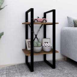 Berkfield Home 2-Tier Book Cabinet Brown Oak 40x30x70 cm Engineered Wood - Size: 40 x 30 x 70 cm - thumbnail 2