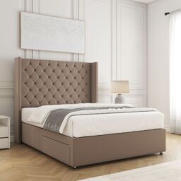 "BSSPOKE Winchester Divan Bed Set Plush Velvet 54""Headboard Mattress No Drawers in Bronze - Size: King" - thumbnail 2