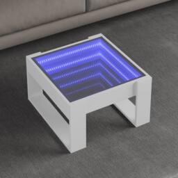 Berkfield Home Coffee Table with Infinity LED White 50x53x30 cm - Size: 50 x 53 x 30 cm - thumbnail 2